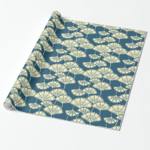 Turquoise gold foil floral Japanese pattern Wrapping Paper