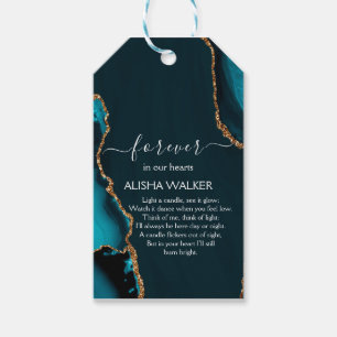 Turquoise & Gold Funeral Memorial Gift Tags