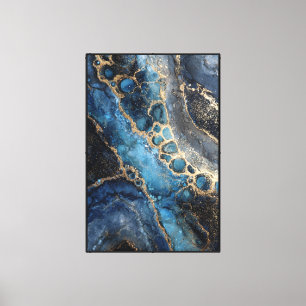 Turquoise Gold Geode – Abstract Crystal-Inspired Canvas Print