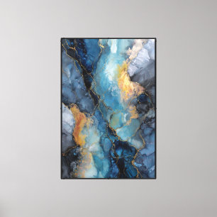 Turquoise & Gold Geode Flow Abstract Canvas Print