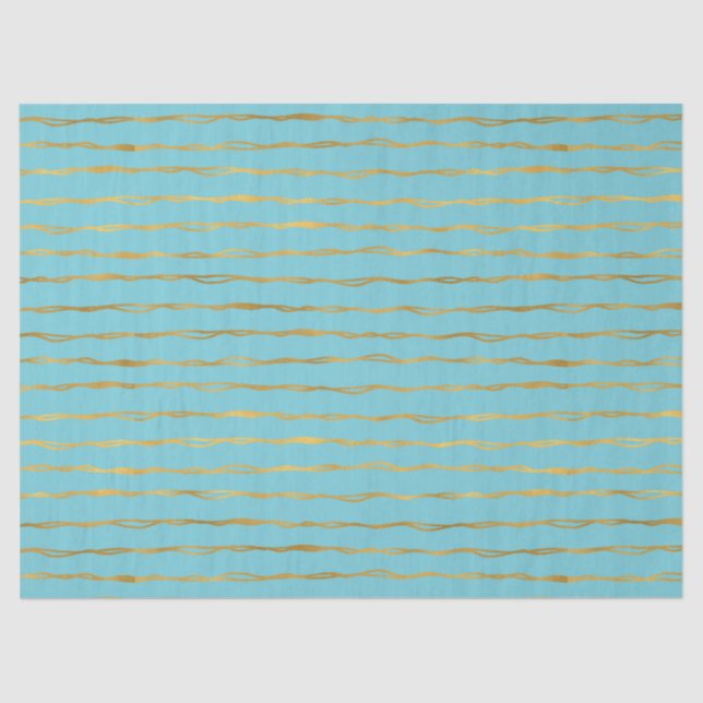 Turquoise Gold Glam Stripes Tissue Paper (Front)