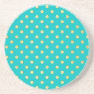 Turquoise Gold Glitter Polka Dots Pattern Coaster