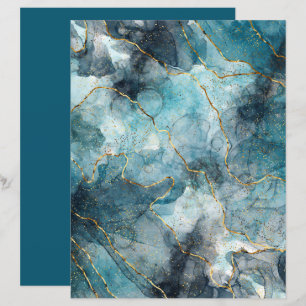 Turquoise Gold Grain Marble Craft Scrapbook Paper