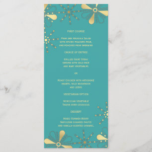 Turquoise & Gold Indian Inspired Slim Dinner Menu