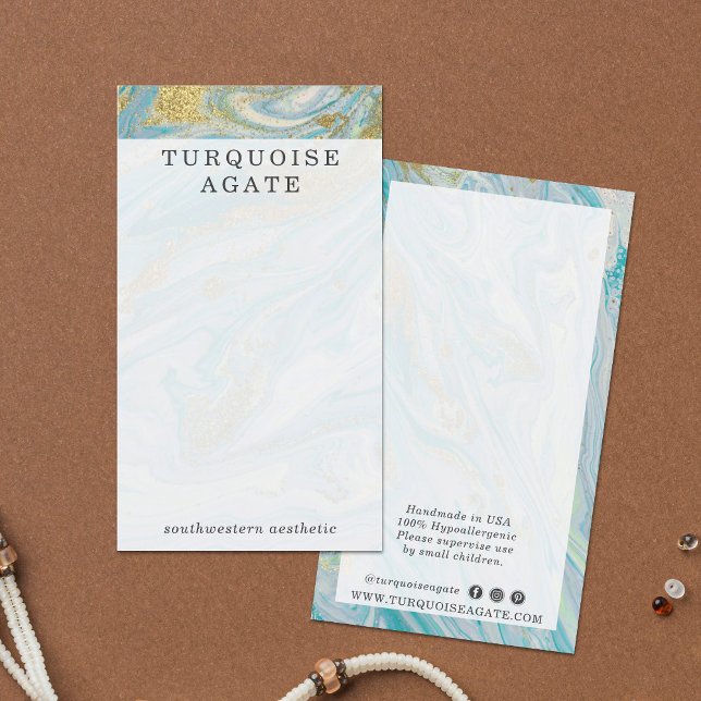 Turquoise & Gold Marble Earring Jewellery Display Business Card (Creator Uploaded)