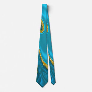 Turquoise Gold Marbleised Tie