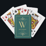 Turquoise gold Personalised Monogram and Name Playing Cards<br><div class="desc">You can customise it.</div>