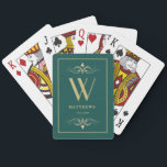 Turquoise gold Personalised Monogram and Name Playing Cards<br><div class="desc">You can customise it.</div>