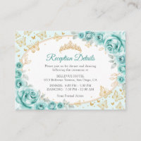 Turquoise Gold Quinceanera Reception Details