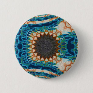 Turquoise Gold Sun Southwestern Art 6 Cm Round Badge