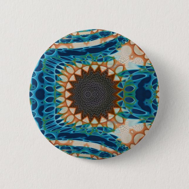 Turquoise Gold Sun Southwestern Art 6 Cm Round Badge (Front)