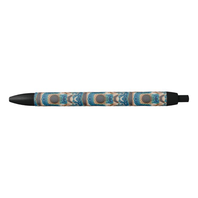 Turquoise Gold Sun Southwestern Art Black Ink Pen (Front)