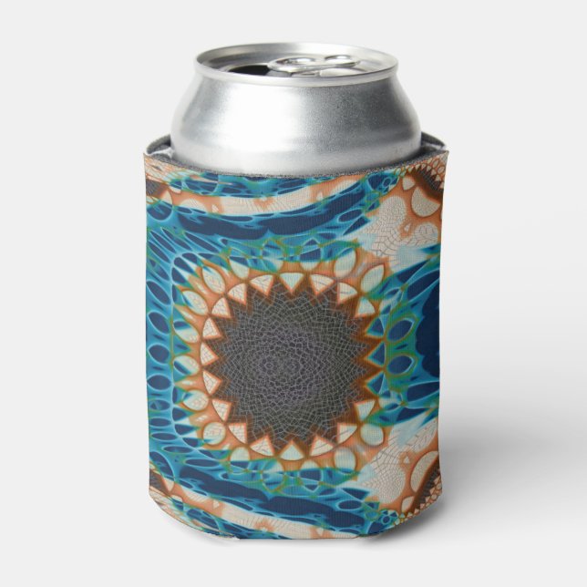 Turquoise Gold Sun Southwestern Art Can Cooler (Can Front)