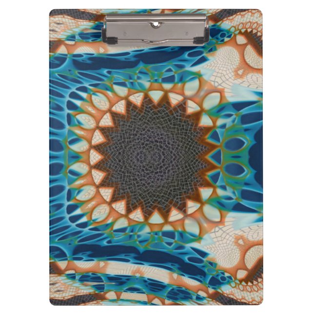 Turquoise Gold Sun Southwestern Art Clipboard (Front)