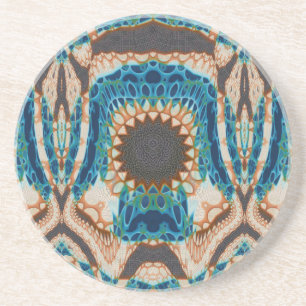 Turquoise Gold Sun Southwestern Art Coaster