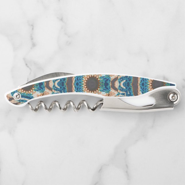 Turquoise Gold Sun Southwestern Art Corkscrew (Back)