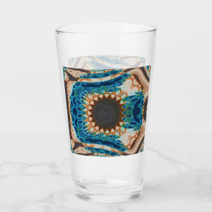 Turquoise Gold Sun Southwestern Art Glass