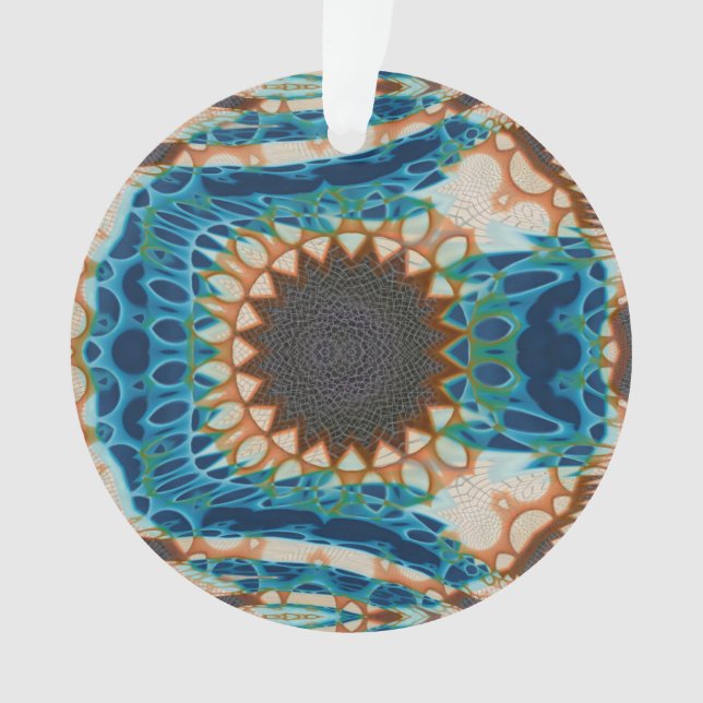 Turquoise Gold Sun Southwestern Art Ornament (Front)