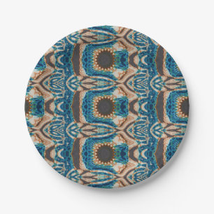 Turquoise Gold Sun Southwestern Art Paper Plate