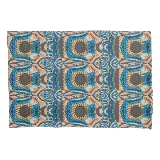 Turquoise Gold Sun Southwestern Art Pillowcase (Front)