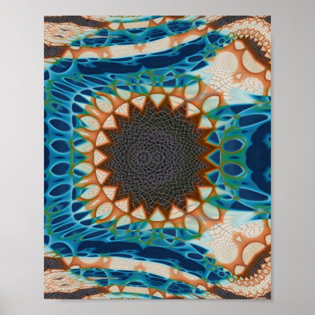 Turquoise Gold Sun Southwestern Art Poster (Front)