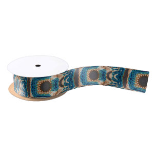 Turquoise Gold Sun Southwestern Art Satin Ribbon