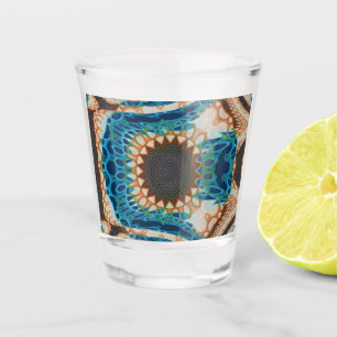 Turquoise Gold Sun Southwestern Art Shot Glass