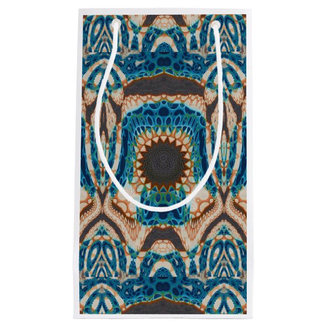 Turquoise Gold Sun Southwestern Art Small Gift Bag (Front)