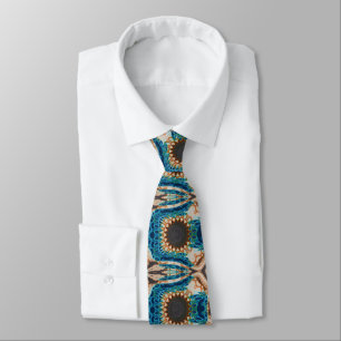 Turquoise Gold Sun Southwestern Art Tie