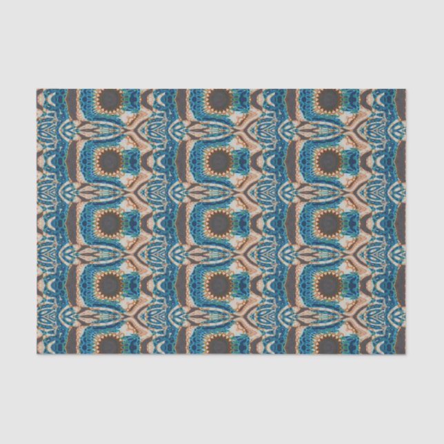 Turquoise Gold Sun Southwestern Art Tissue Paper (Front)