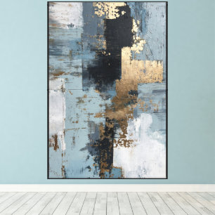 Turquoise & Gold Swirl Stone Abstract wall art
