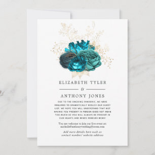 Turquoise & Gold Vintage Floral Reduced Guest List Announcement