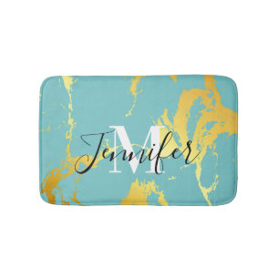 Turquoise Golden Foil Bath Mat