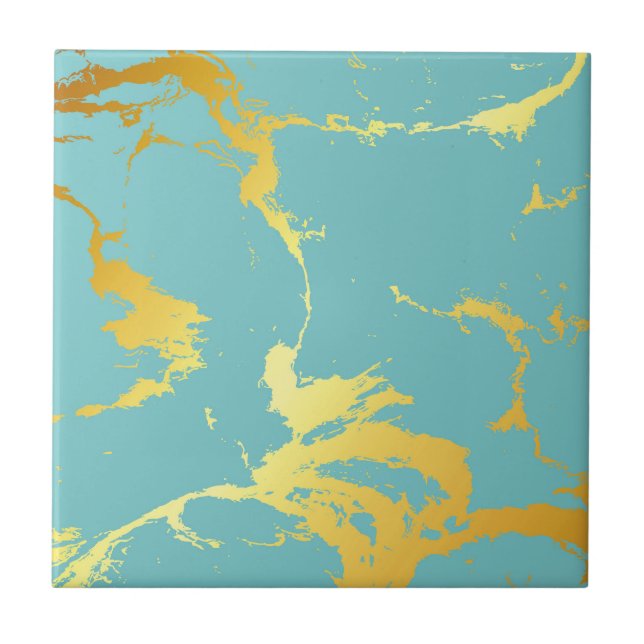 Turquoise Golden Foil Tile (Front)