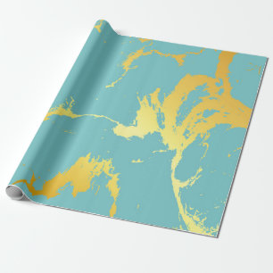 Turquoise Golden Foil Wrapping Paper
