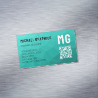 Turquoise gradient geometric mesh pattern QR code
