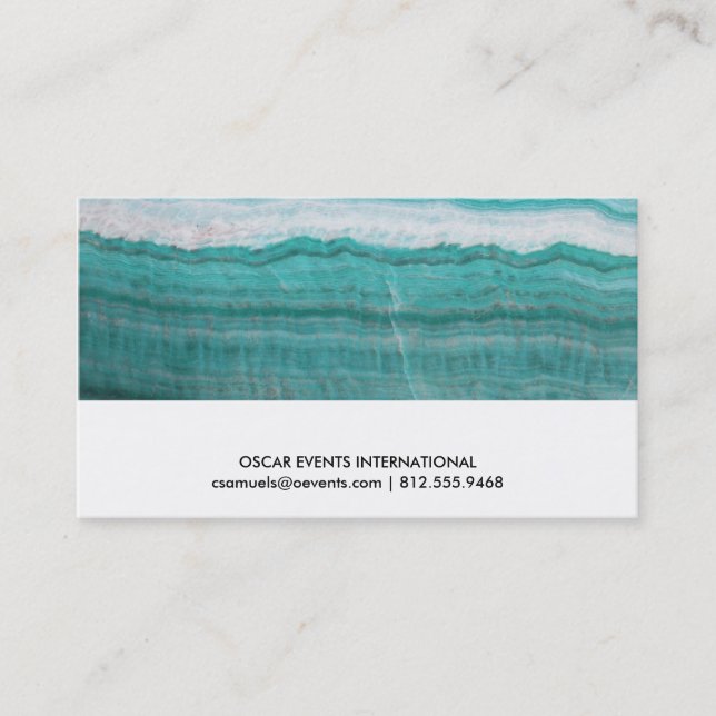 Turquoise Granite Stone Layered Wave Print Business Card (Front)