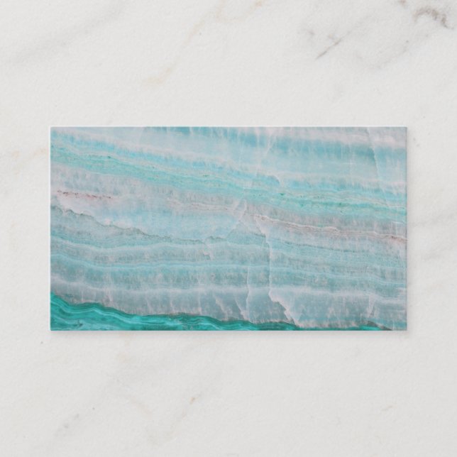 Turquoise Granite Stone Layered Wave Print Business Card (Front)