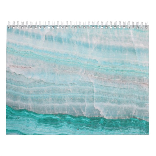 Turquoise Granite Stone Layered Wave Print Calendar (Cover)