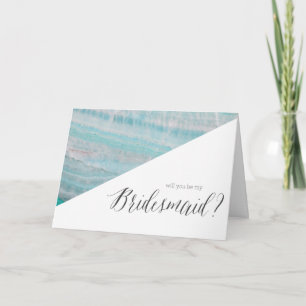 Turquoise Granite Stone Layered Wave Print Holiday Card