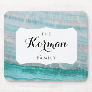Turquoise Granite Stone Layered Wave Print Mouse Mat