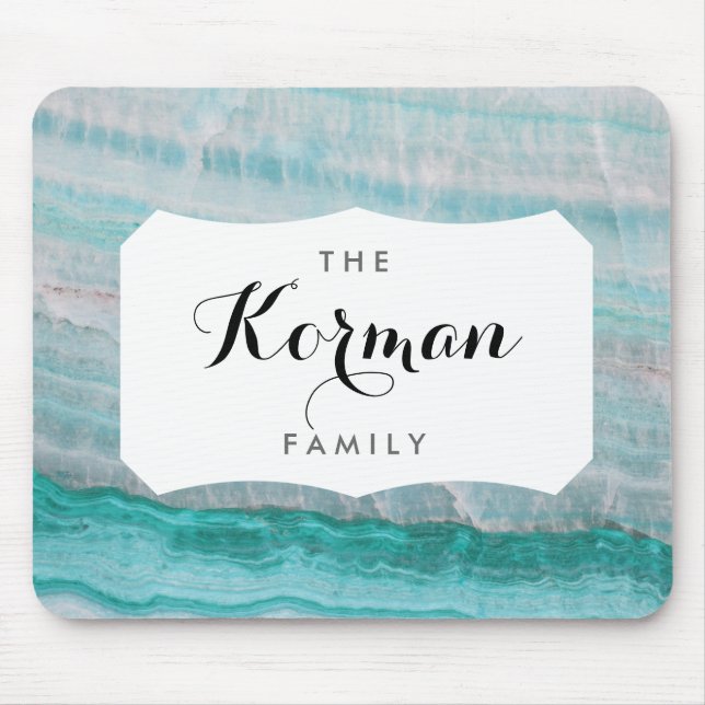 Turquoise Granite Stone Layered Wave Print Mouse Mat (Front)