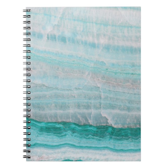 Turquoise Granite Stone Layered Wave Print Notebook (Front)