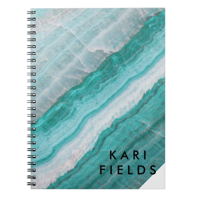 Turquoise Granite Stone Layered Wave Print Notebook (Front)