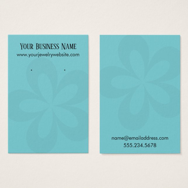 Turquoise Graphic Flower 1 Earring Holder Display (Front & Back)