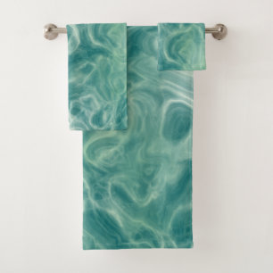 Turquoise Green Abstract Bath Towel Set