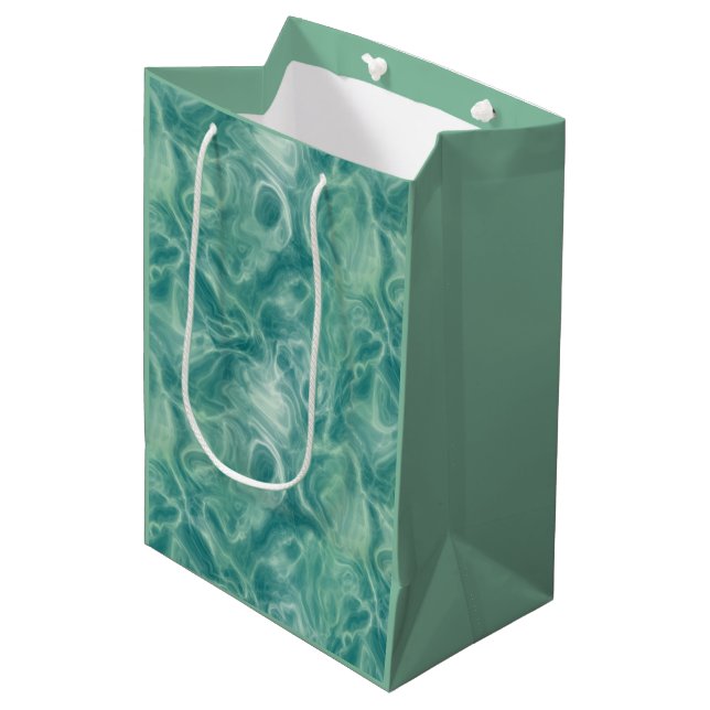 Turquoise Green Abstract Medium Gift Bag (Front Angled)