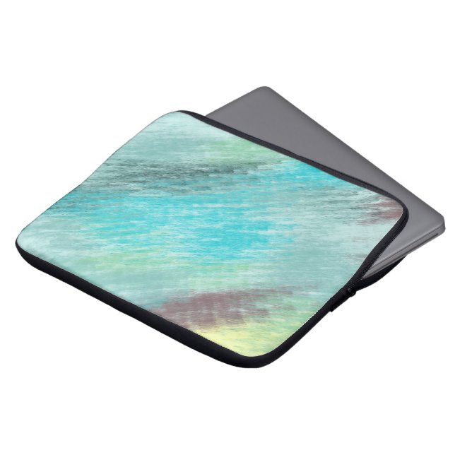 Turquoise, Green and Mauve Marble Abstract Laptop Sleeve (Front Top)