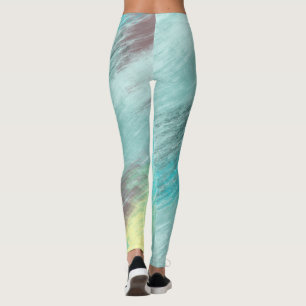 Turquoise, Green and Mauve Marble Abstract Leggings