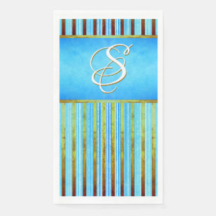Turquoise, Green, and White Stripes Napkin